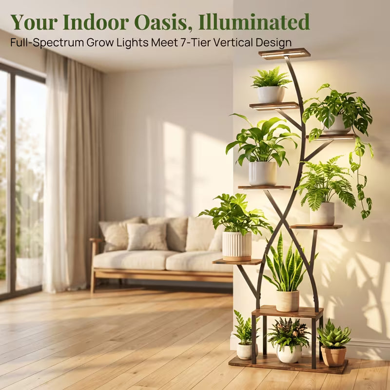 64-Inch 8-Tier Indoor Plant Stand with Grow Lights