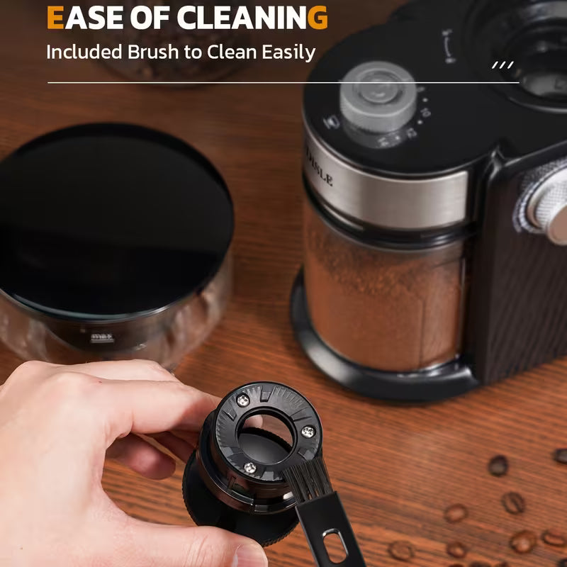 Electric Coffee Grinder with Adjustable Burrs – 15 Grind Settings