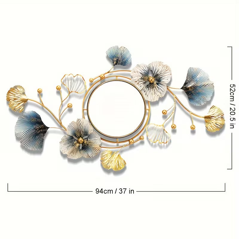37-Inch Large Golden Ginkgo Leaf Wall Mirror