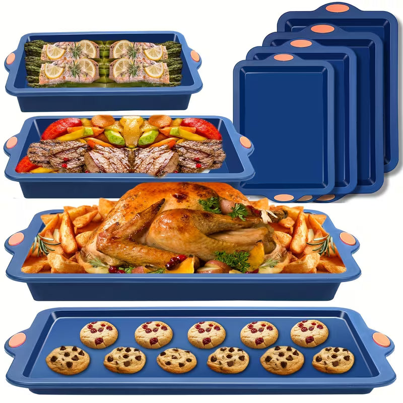 4-Piece Silicone Bakeware Set with Metal-Reinforced Frames