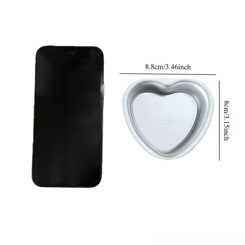 10-Piece 3-Inch Heart-Shaped Aluminum Cake Pan Set