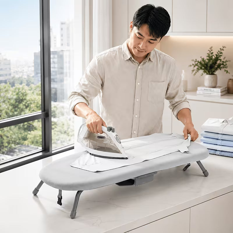 Small Foldable Tabletop Ironing Board with Iron Holder, Heat-Resistant Cover & Non-Slip Feet, Portable Mini Ironing Board for Home, Dorm & Travel