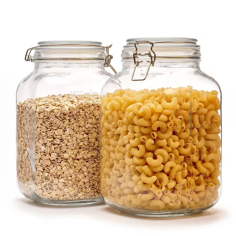 Large Glass Food Storage Jar with Airtight Clamp Lid – 1.1 Gallon / 140 Oz. Keep Your Pantry Fresh, Organized, and Easy to Access