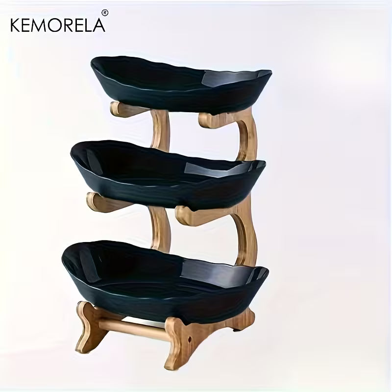 3-Tier Wooden Fruit & Vegetable Basket – Kitchen Countertop Storage Organizer