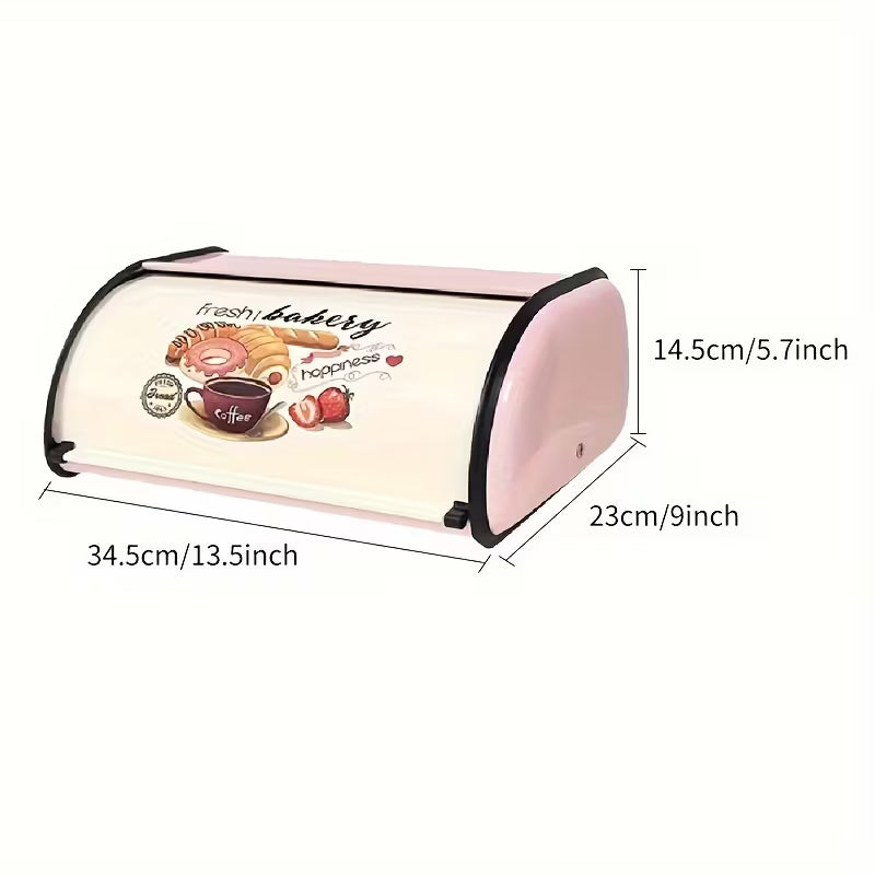 Stainless Steel Bread Storage Box with Strawberry Lid, Waterproof Kitchen Countertop Organizer for Bread, Pastries & Snacks