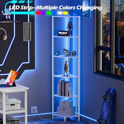 6-Tier Corner Shelf with LED Lights