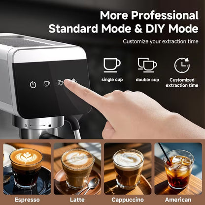 20-Bar 1350W Espresso Machine with Milk Frother