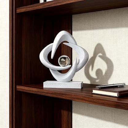 Abstract Resin Sculpture with Crystal Ball