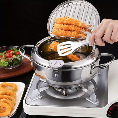 Heavy-Duty Stainless Steel Deep Fryer Pot with Temperature Gauge