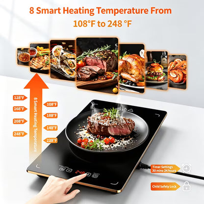 4-in-1 Electric Food Warmer Mat with Temperature Control & Timer