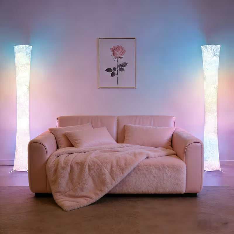 Smart RGB LED Floor Lamp with Fabric Shade