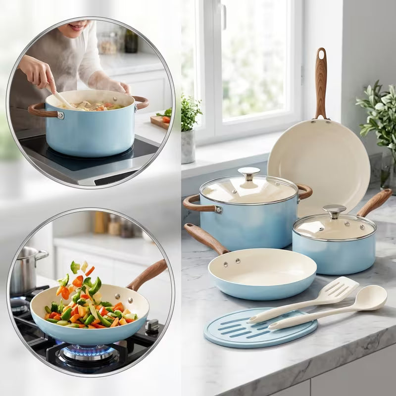 8-Piece Ceramic Nonstick Cookware Set