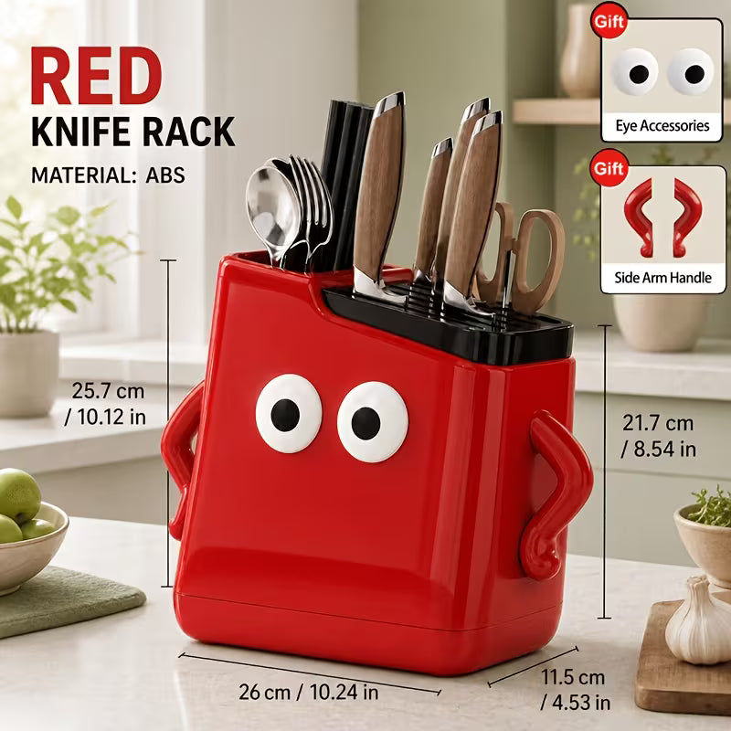 Multifunctional Kitchen Countertop Knife & Cutlery Storage Rack with Drainage Slots