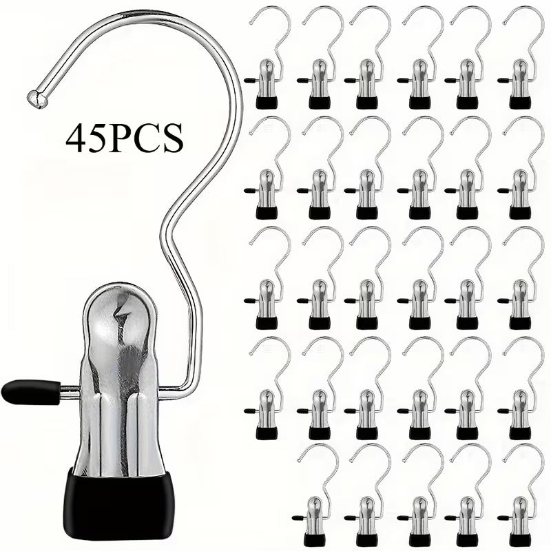 45 Pcs Jeans Hangers with Clips – 360° Rotating Space-Saving Metal Pants Hangers