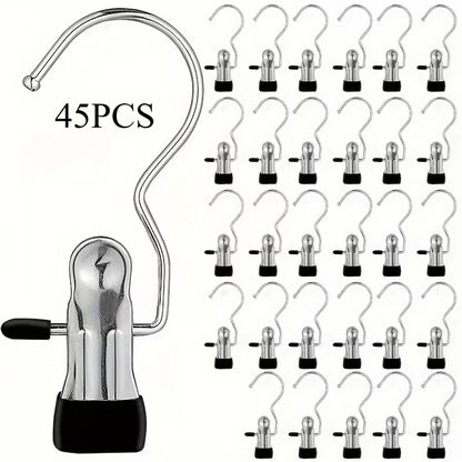 45 Pcs Jeans Hangers with Clips – 360° Rotating Space-Saving Metal Pants Hangers