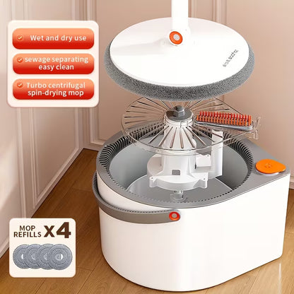 Rotating Floor Mop & Bucket Set with 3 Mop Heads, Wet & Dry Cleaning System for Home, Kitchen & Bathroom