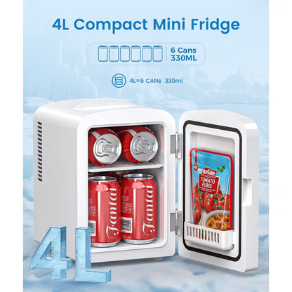 4L Skincare Mini Fridge with Dimmable LED Mirror
