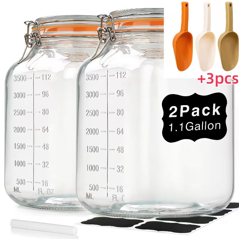 5-Piece Glass Storage Jar Set – Airtight Containers with Lids & Spoons