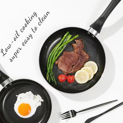 8-Piece Black Nonstick Cookware Set with Glass Lids