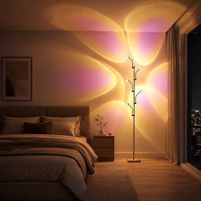 5-Head Sunset Projection Floor Lamp – Dimmable RGB LED Ambient Lighting