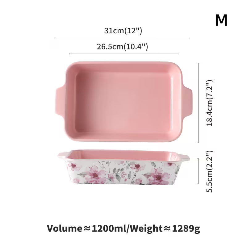 3-Piece Hand-Painted Ceramic Baking Dish Set