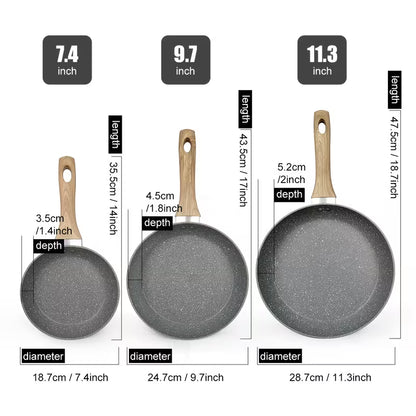 3-Piece Nonstick Frying Pan Set – 7, 9.5 & 11 Inch – Induction Compatible