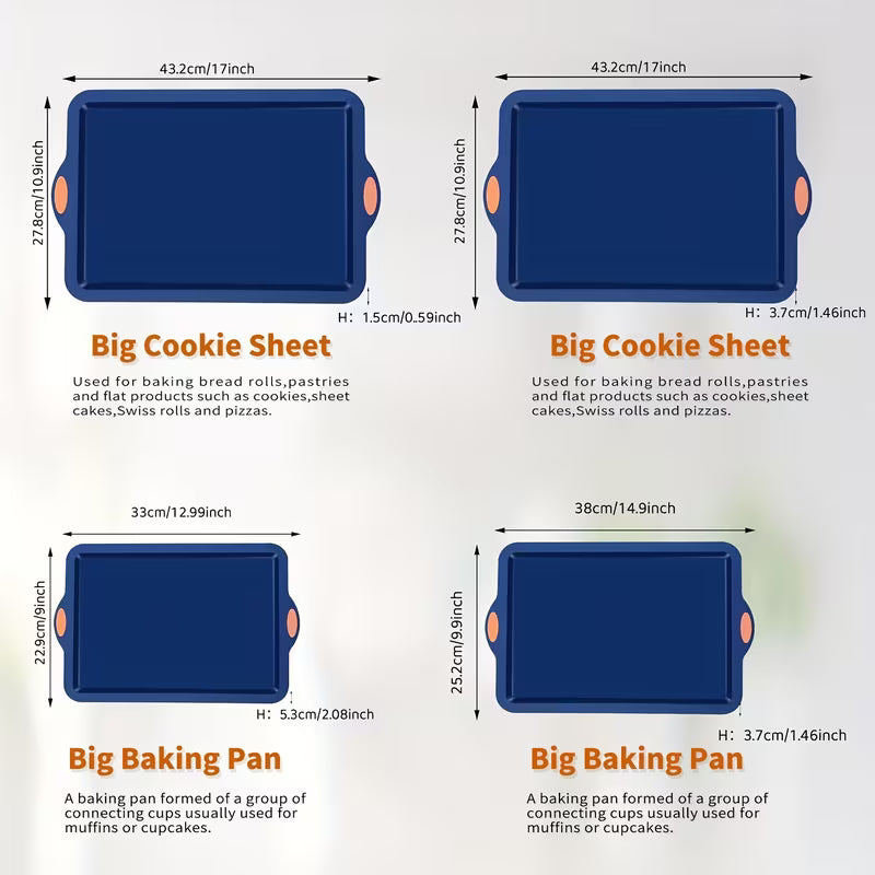 4-Piece Silicone Bakeware Set with Metal-Reinforced Frames