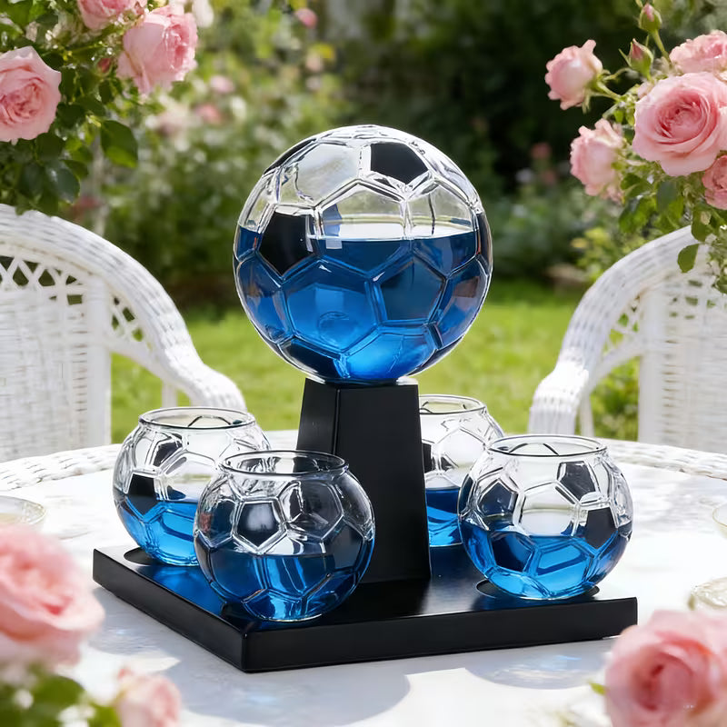 Black Football Whiskey Decanter Set with 4 Glasses