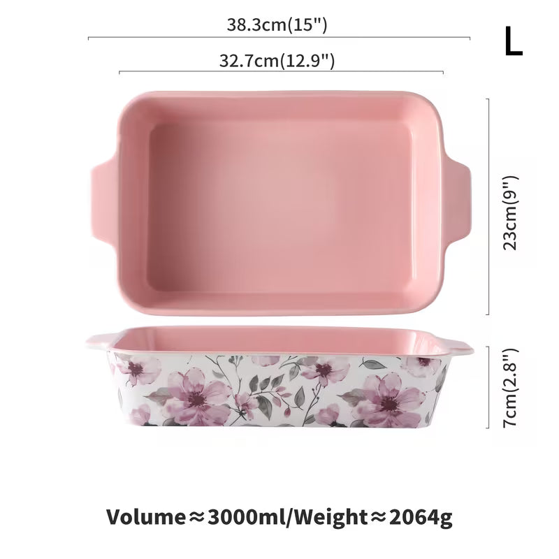 3-Piece Hand-Painted Ceramic Baking Dish Set