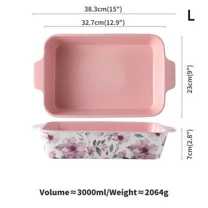 3-Piece Hand-Painted Ceramic Baking Dish Set
