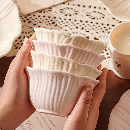 12-Piece Matte Flower-Shaped Ceramic Tableware Set