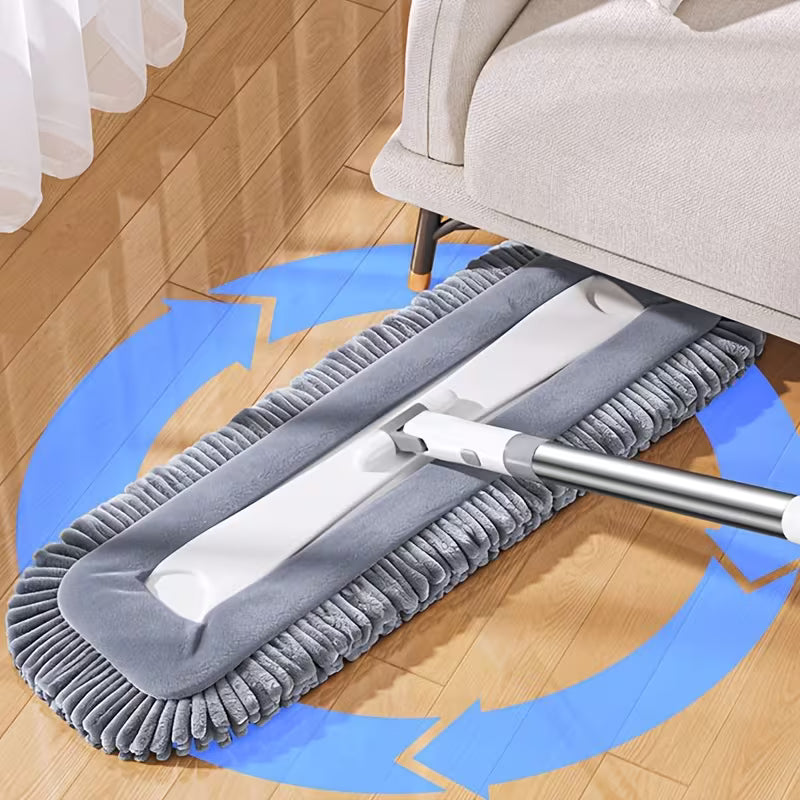Microfiber Flat Dust Mop Set with 2 Reusable Pads – Washable Wet & Dry Floor Cleaning Mop