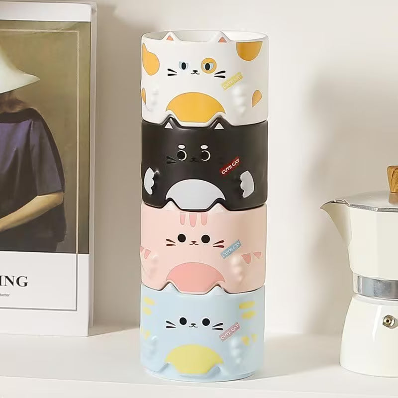 Cute Cat Ceramic Stackable Mug