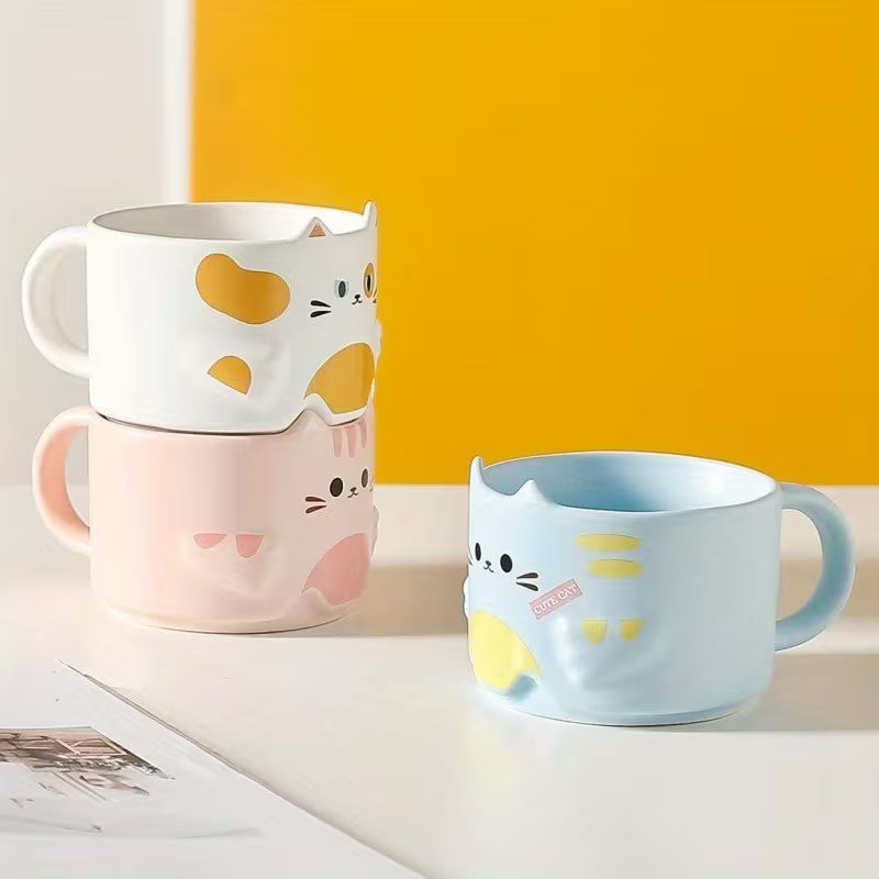 Cute Cat Ceramic Stackable Mug