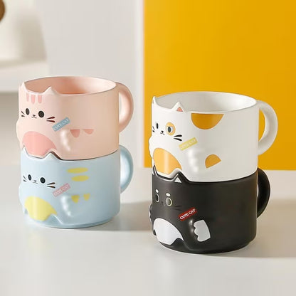 Cute Cat Ceramic Stackable Mug
