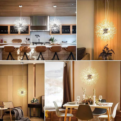 Modern Crystal Firework Chandelier – 8-Light Chrome Semi-Flush Mount Ceiling Light