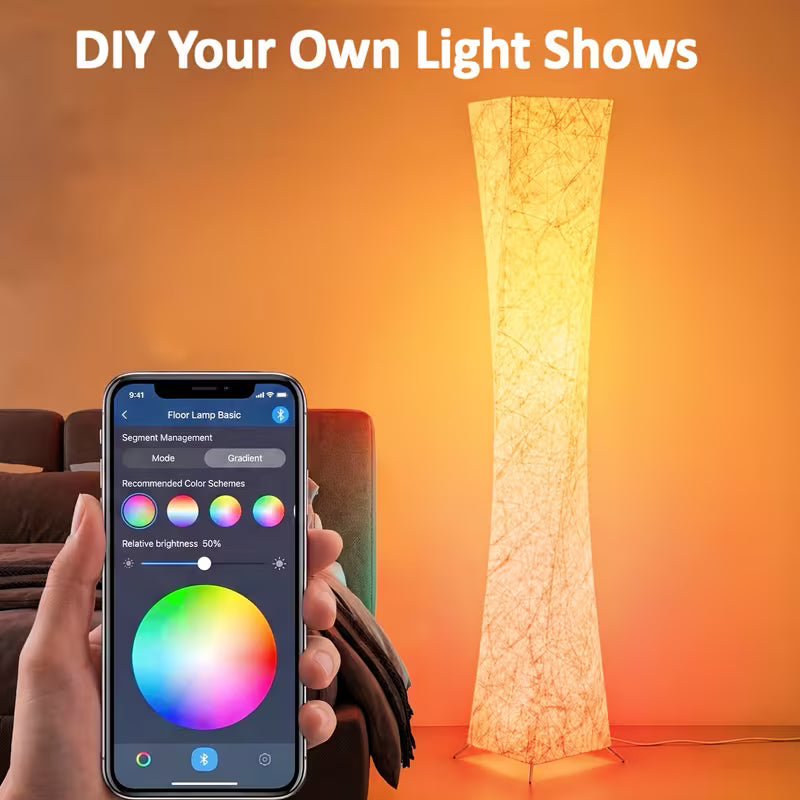 Smart RGB LED Floor Lamp with Fabric Shade