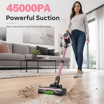 45KPa Cordless Vacuum Cleaner – 8-in-1 Self-Standing Stick Vacuum with Anti-Tangle Brush