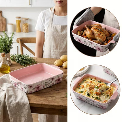 3-Piece Hand-Painted Ceramic Baking Dish Set
