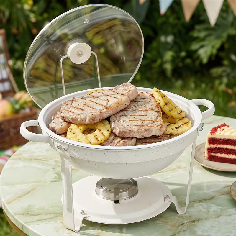 White Stainless Steel Chafing Dish Buffet Set