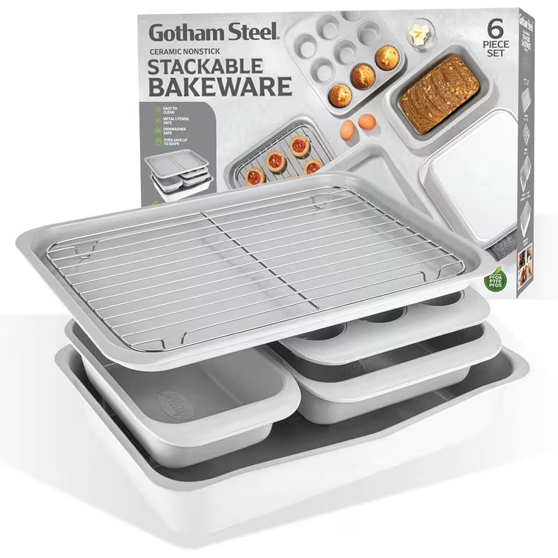 6-Piece Stackable Nonstick Baking Pans Set Bake More. Store Smarter. Save Space.