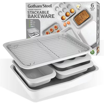6-Piece Stackable Nonstick Baking Pans Set Bake More. Store Smarter. Save Space.
