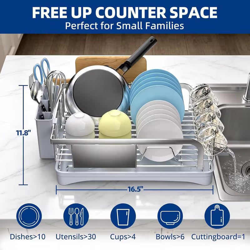 304 Stainless Steel Dish Drying Rack for Kitchen Countertop