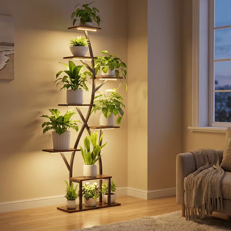 64-Inch 8-Tier Indoor Plant Stand with Grow Lights