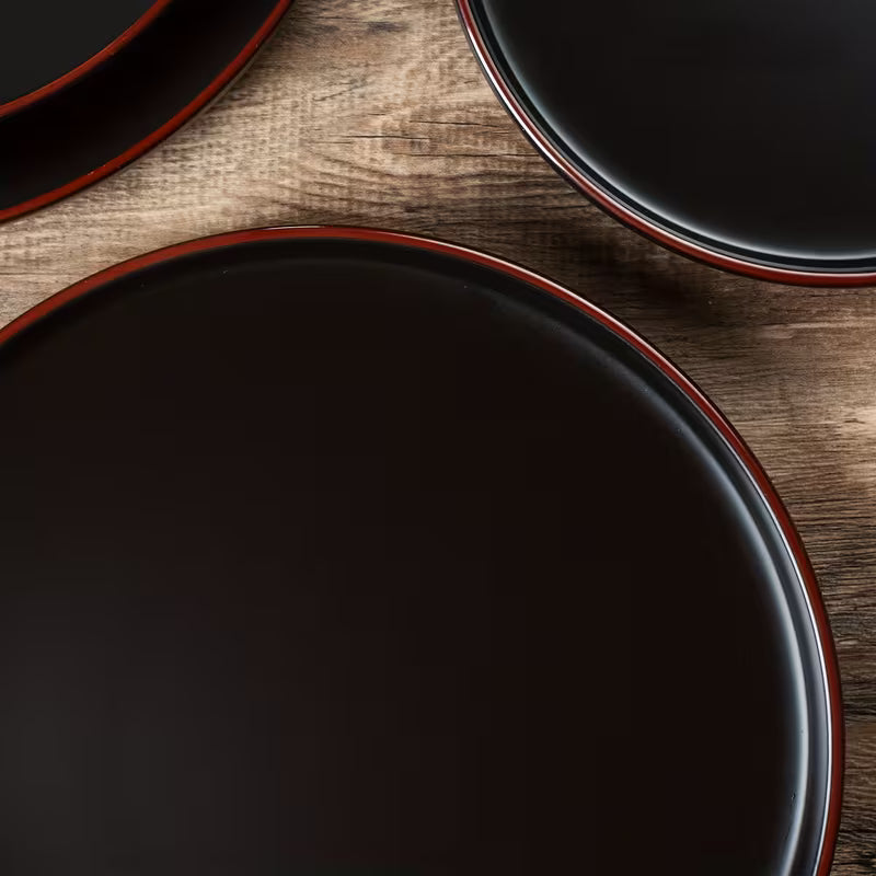 12-Piece Matte Black Stoneware Dinnerware Set – Service for 4