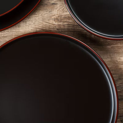 12-Piece Matte Black Stoneware Dinnerware Set – Service for 4