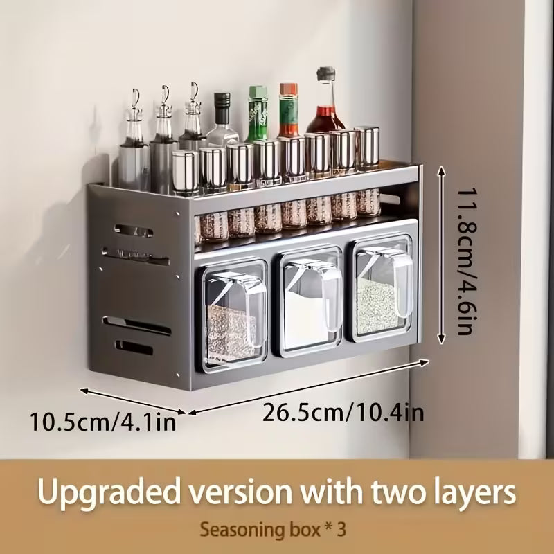 Multi-Tier Pull-Out Spice Rack Organizer, Aluminum Kitchen Seasoning Storage Shelf, Rust-Resistant Cabinet Organizer