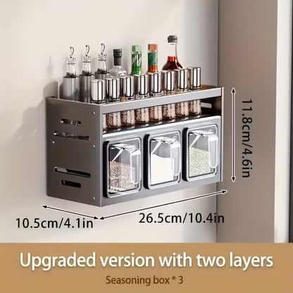 Multi-Tier Pull-Out Spice Rack Organizer, Aluminum Kitchen Seasoning Storage Shelf, Rust-Resistant Cabinet Organizer