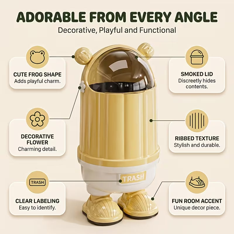 Cute Ear Covered Trash Can with Locking Lid