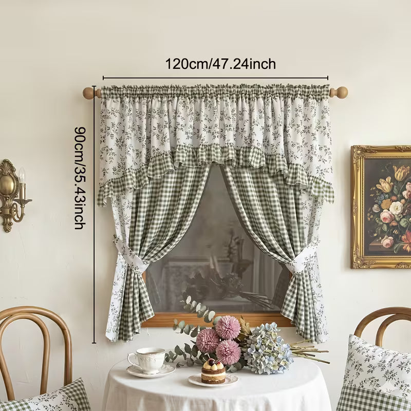 Double-Layer Blackout Curtain Set with Valance, No-Drill Rod Installation, Full-Blackout Fabric for Bedroom & Living Room